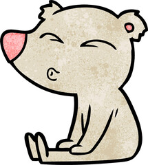 cartoon whistling bear sitting