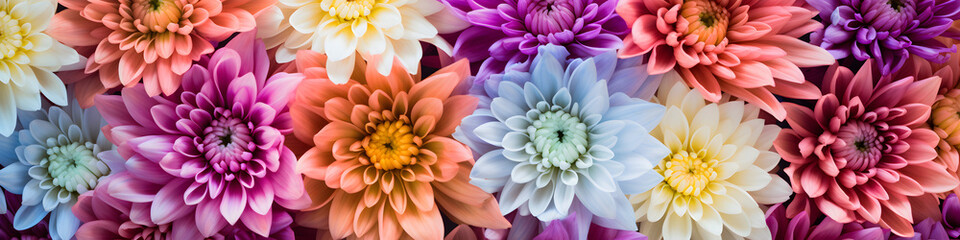 colourful chrysanthemum flowers background banner
