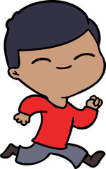 cartoon smiling boy running