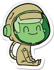 sticker of a happy cartoon astronaut