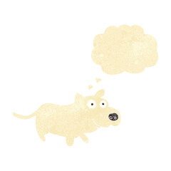 cartoon happy little dog with thought bubble