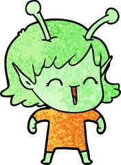 cartoon alien girl laughing