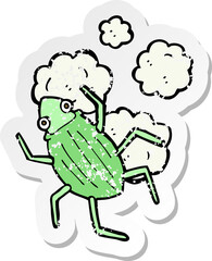 retro distressed sticker of a cartoon bug