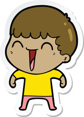 sticker of a cartoon happy man