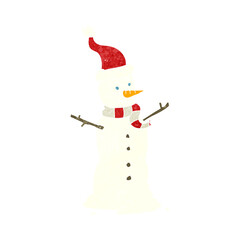 freehand retro cartoon snowman