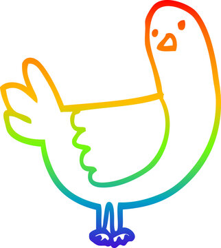 recommend clip art: rainbow gradient line drawing of a cartoon pigeon