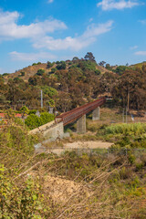 The Park to Playa Pedestrian Bridge that connects Baldwin Hills Scenic Overlook and Kenneth Hahn State Park. Picture taken on a winter partly cloudy day.