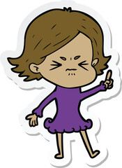 Obraz premium sticker of a cartoon angry girl