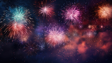 Fototapeta na wymiar Colorful Fireworks Display at Night