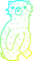 cold gradient line drawing of a cartoon bear