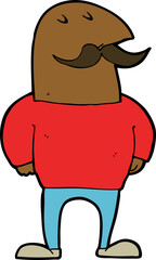 cartoon bald man with mustache