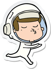 sticker of a cartoon confident astronaut