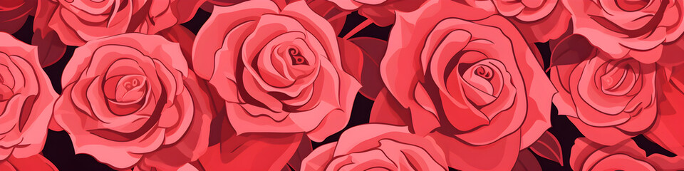 simple illustration of rose flowers background banner