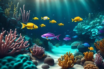 Obraz na płótnie Canvas A lovely undersea habitat is shown in this cartoon .