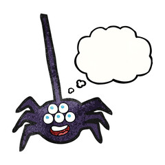 freehand drawn thought bubble textured cartoon halloween spider
