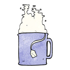 freehand drawn texture cartoon mug of tea