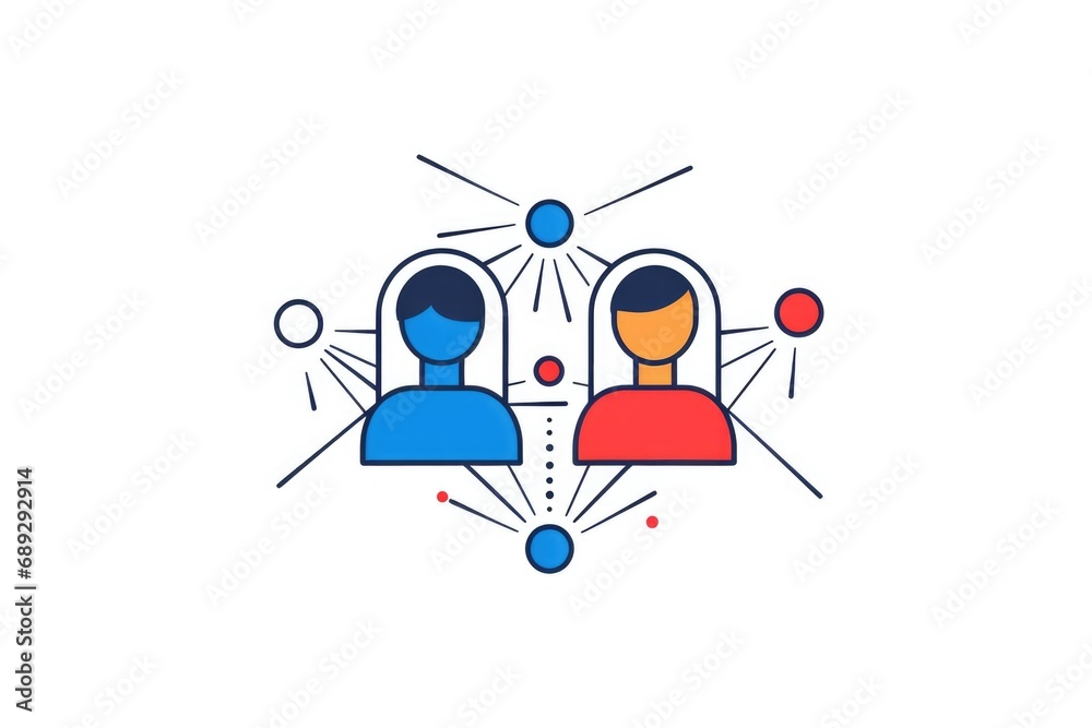 Poster Two individuals positioned across from each other within a circular formation. Suitable for various concepts and designs