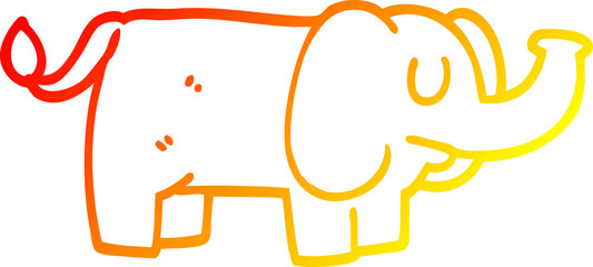 warm gradient line drawing of a cartoon funny elephant
