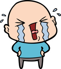 cartoon crying bald man