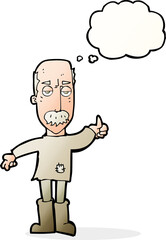 cartoon annoyed old man with thought bubble