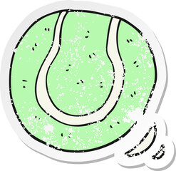retro distressed sticker of a cartoon tennis ball