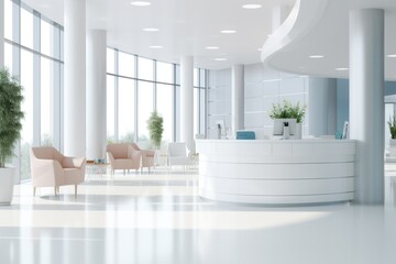 A clean and contemporary reception area in a modern office. Perfect for showcasing professionalism and welcoming visitors