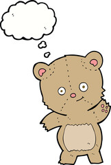 cartoon teddy bear with thought bubble