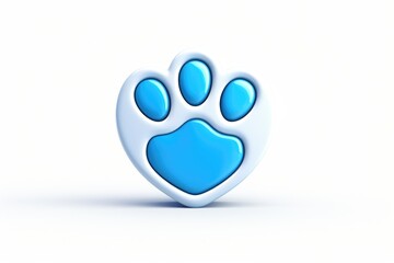 Blue heart shaped paw print on a white background. Perfect for animal lovers and pet-related designs