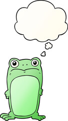 cartoon staring frog with thought bubble in smooth gradient style