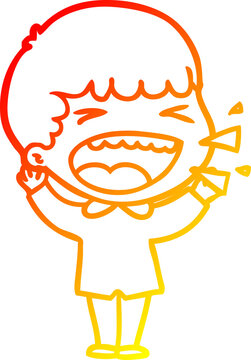 recommend clip art: warm gradient line drawing of a cartoon laughing man