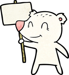 polar bear with protest sign cartoon
