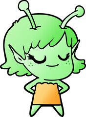 smiling alien girl cartoon