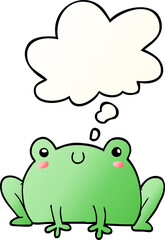 cartoon frog with thought bubble in smooth gradient style