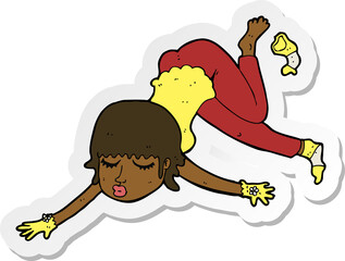 sticker of a cartoon woman floating