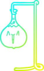 cold gradient line drawing of a happy cartoon science experiment