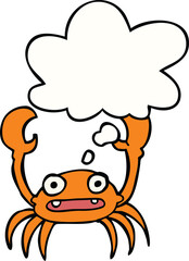 cartoon crab with thought bubble