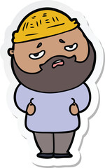 sticker of a cartoon worried man with beard