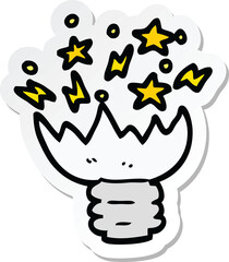 sticker of a cartoon exploding light bulb