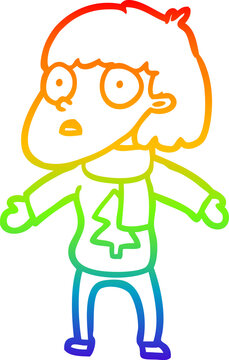 recommend clip art: rainbow gradient line drawing of a surprised christmas person