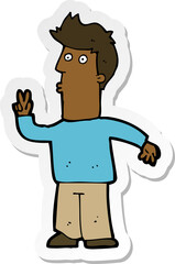 sticker of a cartoon man signalling with hand