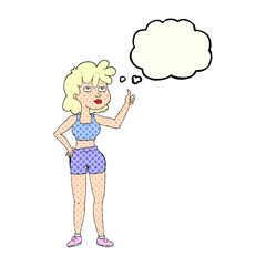 freehand drawn thought bubble cartoon gym woman