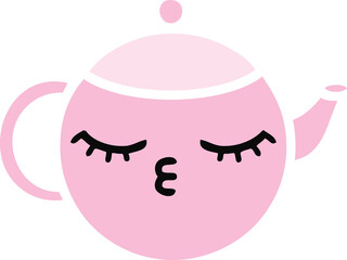 flat color retro cartoon of a teapot