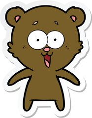 sticker of a laughing teddy  bear cartoon