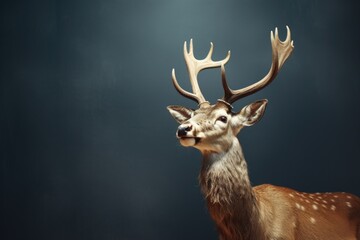 A close-up shot of a deer with impressive antlers. Perfect for nature and wildlife enthusiasts. - obrazy, fototapety, plakaty