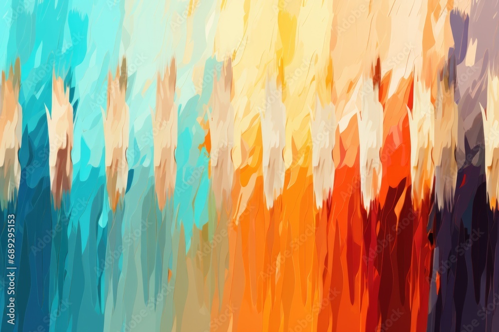 Aufkleber A vibrant abstract painting featuring a group of people. Perfect for adding a pop of color and energy to any space