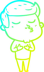 cold gradient line drawing of a cartoon model guy pouting
