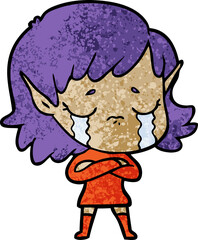 cartoon crying elf girl