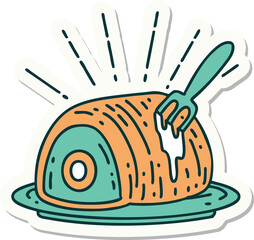 sticker of a tattoo style roast beef