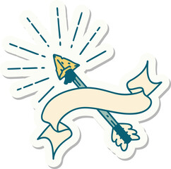 sticker of a tattoo style old flint tip arrow