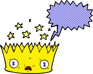 freehand drawn comic book speech bubble cartoon magic crown
